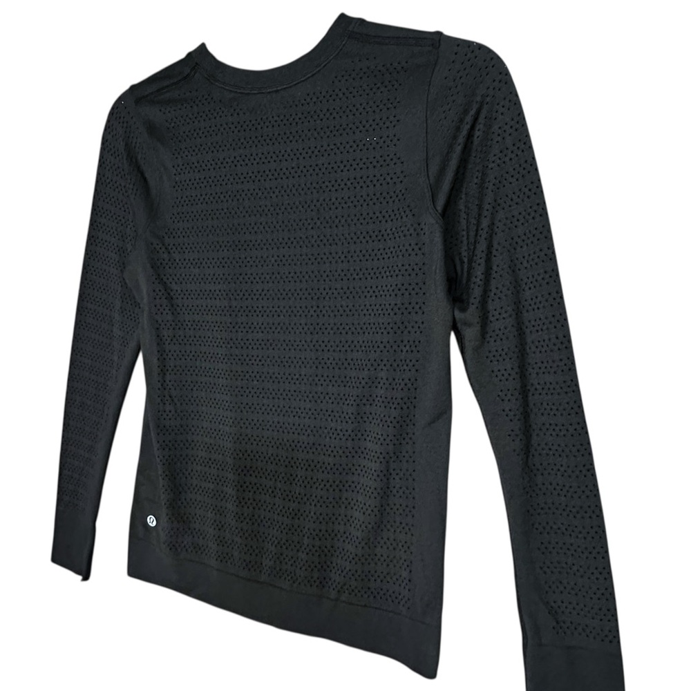 Lululemon Breeze By Top Sz 2 Black Long Sleeve Perforated Vented Running - Picture 11 of 11